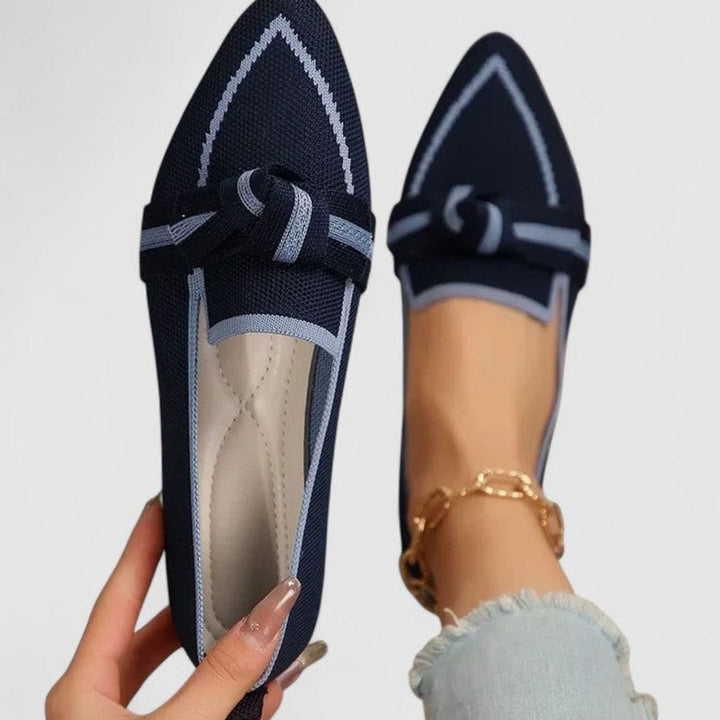 Women's Orthopedic Loafers Pointed-Toe Knit Slip-On Flats - Dark Blue