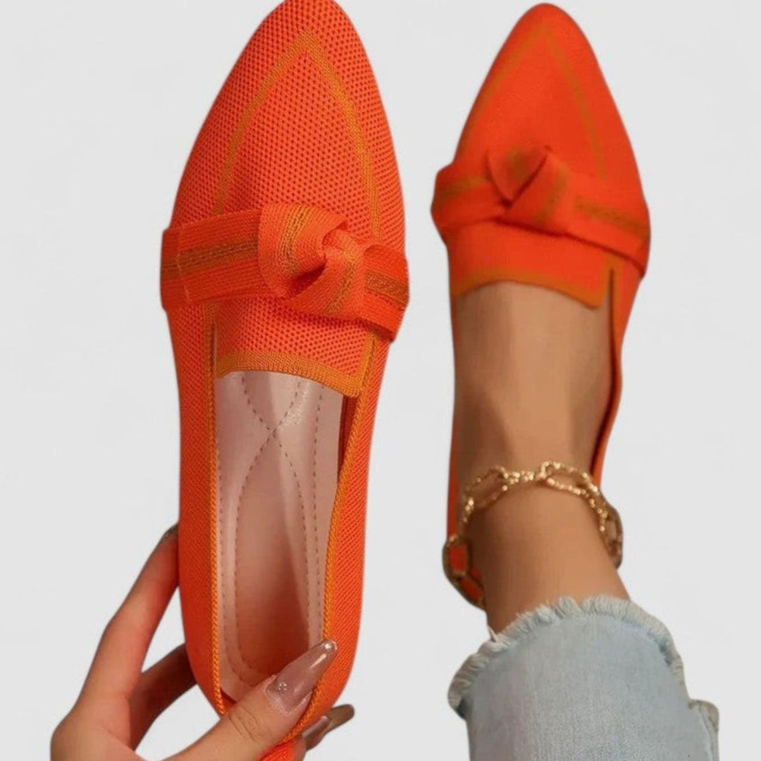 Women's Orthopedic Loafers Pointed-Toe Knit Slip-On Flats - Orange