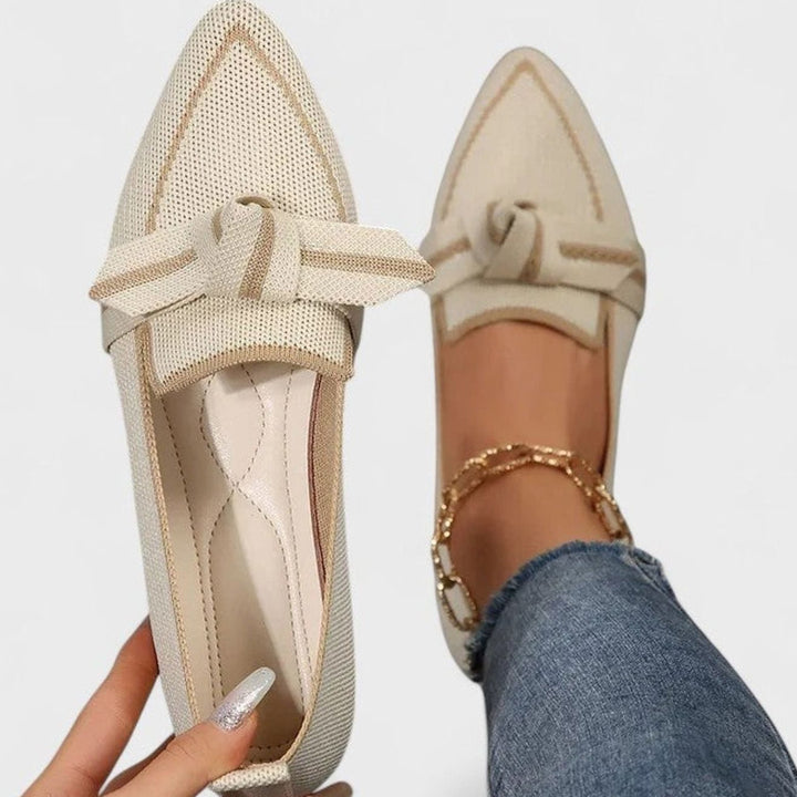 Women's Orthopedic Loafers Pointed-Toe Knit Slip-On Flats - Beige