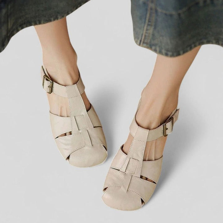 Women's Orthopedic Mary Jane Shoes Cushioned Block-Heel Sandals - Beige