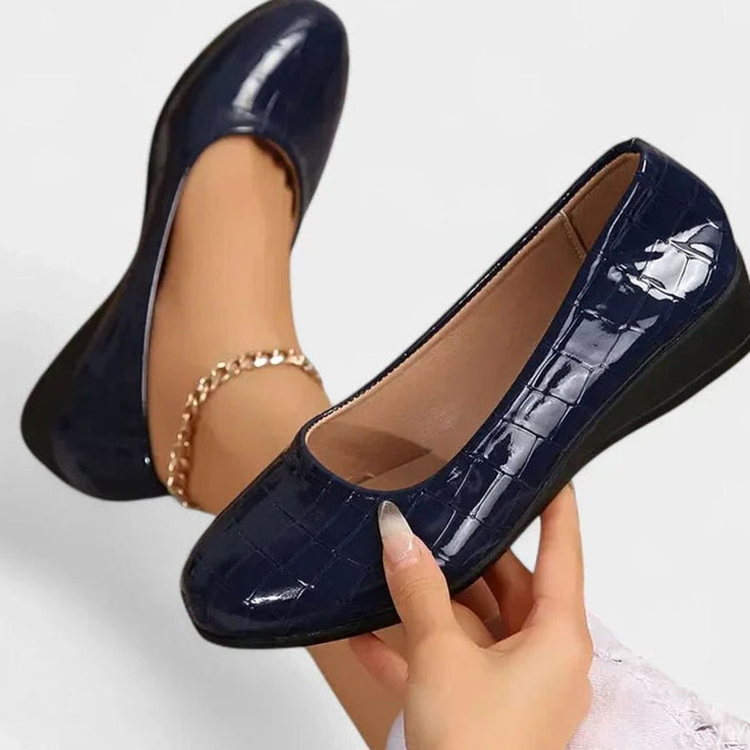Women's Orthopedic Memory-Foam Wedge Slip-On Dress Shoes - Navy Blue