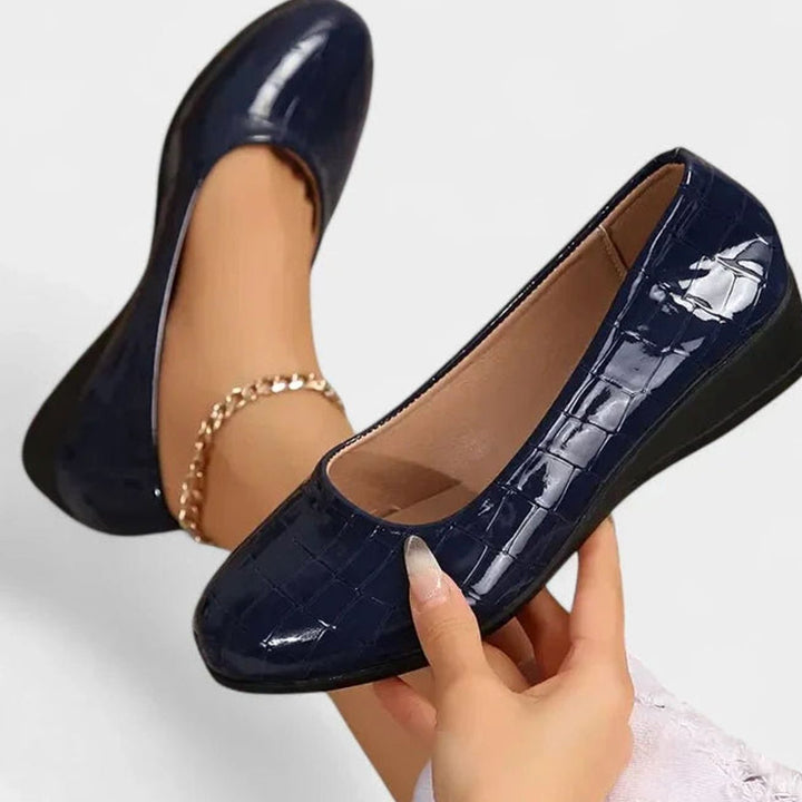 Women's Orthopedic Memory-Foam Wedge Slip-On Dress Shoes - Navy Blue