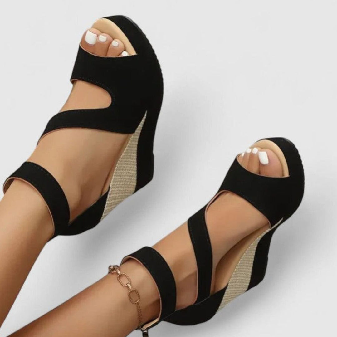 Women's Orthopedic Open-Toe Woven Wedge Sandals