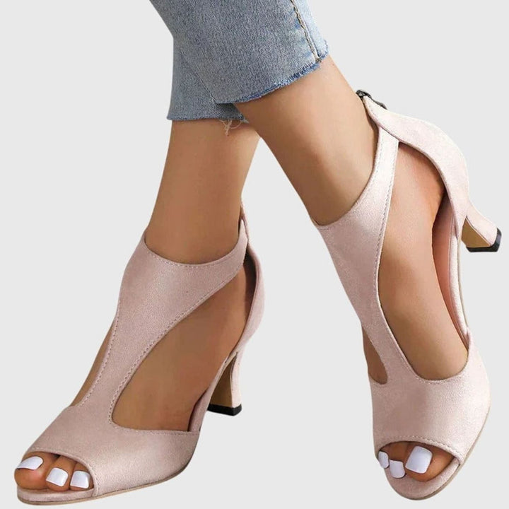 Women's Orthopedic Peep-Toe Block-Heel Cutout Sandals - Pink