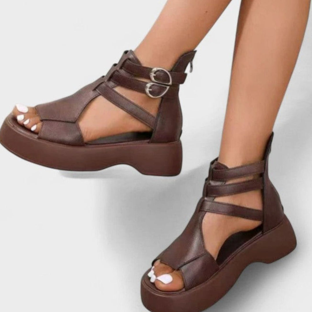 Women's Orthopedic Platform Sandals Buckle Ankle-Strap Open-Toe