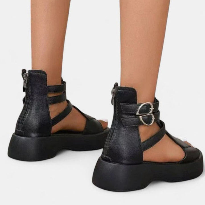 Women's Orthopedic Platform Sandals Buckle Ankle-Strap Open-Toe