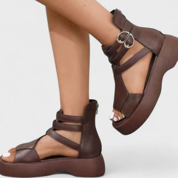 Women's Orthopedic Platform Sandals Buckle Ankle-Strap Open-Toe