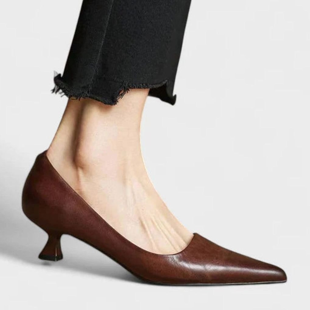 Women's Orthopedic Pointed-Toe Low-Heel Pumps - Brown