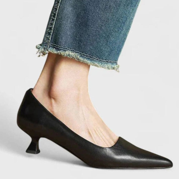 Women's Orthopedic Pointed-Toe Low-Heel Pumps - Black