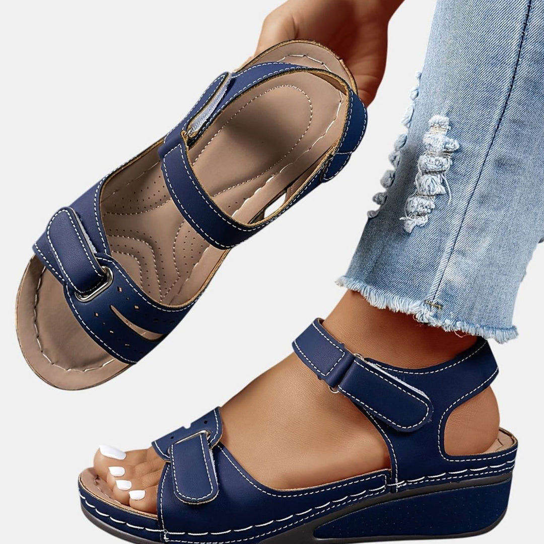 Women's Orthopedic Sandals Adjustable Strap Wedge Open-Toe - Blue