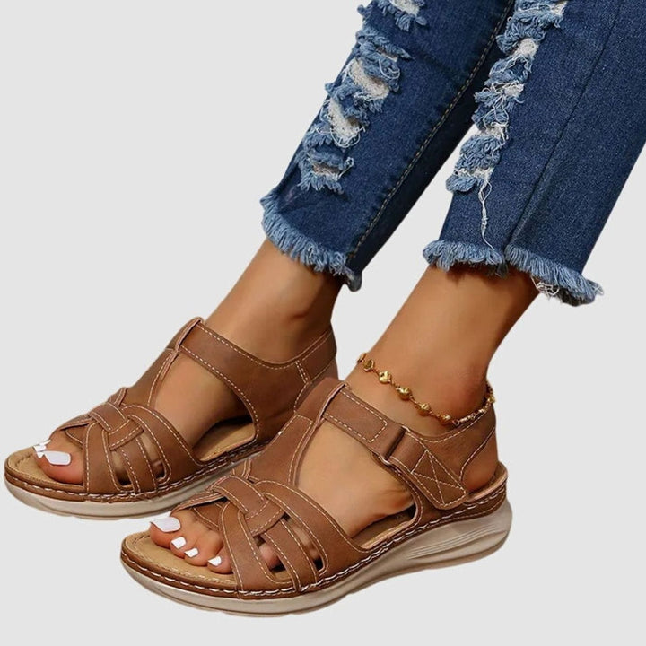 Women's Orthopedic Sandals Arch-Support Open-Toe Adjustable Strap Wedge