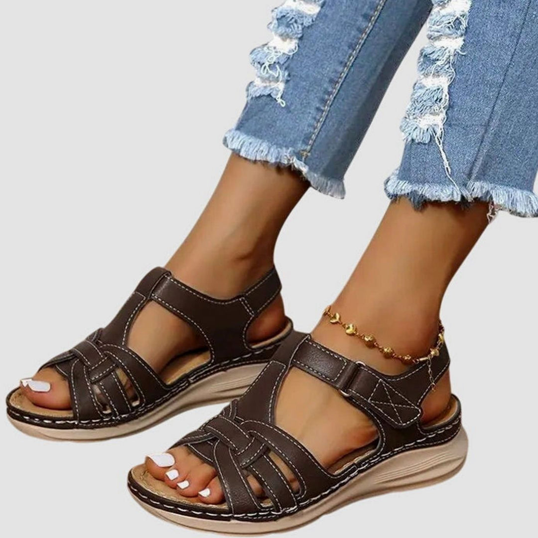 Women's Orthopedic Sandals Arch-Support Open-Toe Adjustable Strap Wedge