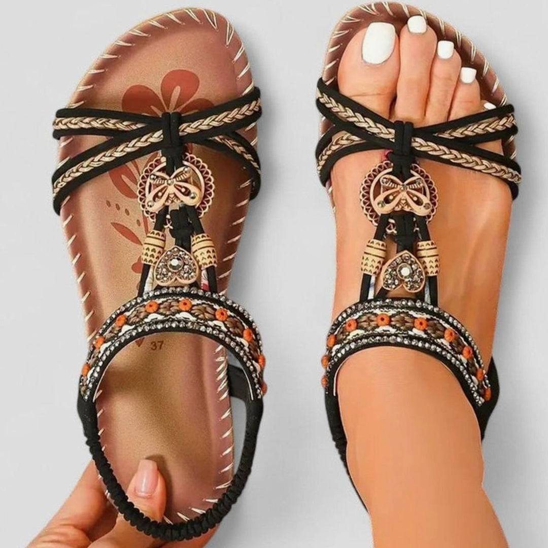 Women's Orthopedic Sandals Boho Beaded Arch-Support Flat