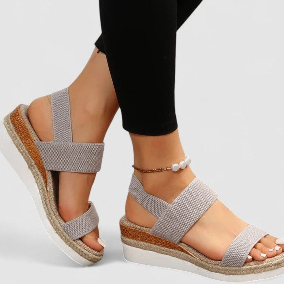Women's Orthopedic Sandals Elastic Strap Espadrille Wedge
