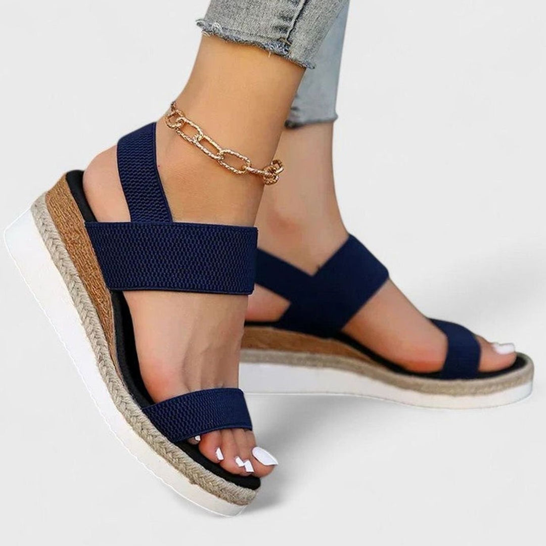 Women's Orthopedic Sandals Elastic Strap Espadrille Wedge