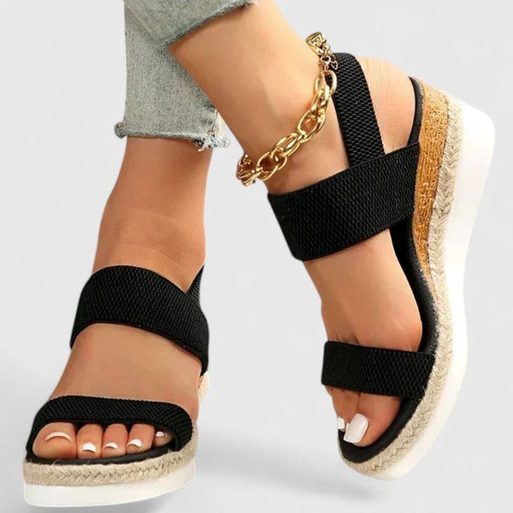 Women's Orthopedic Sandals Elastic Strap Espadrille Wedge