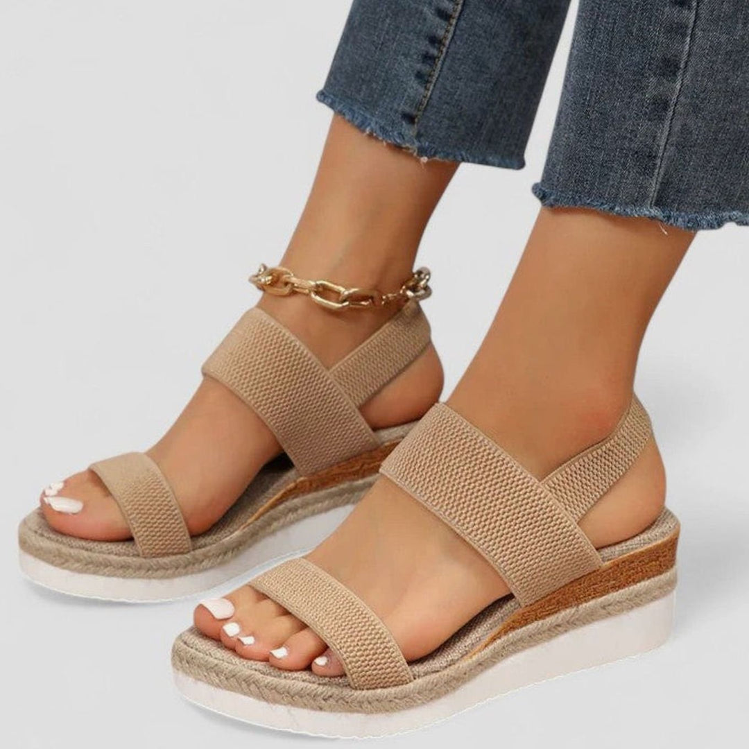 Women's Orthopedic Sandals Elastic Strap Espadrille Wedge