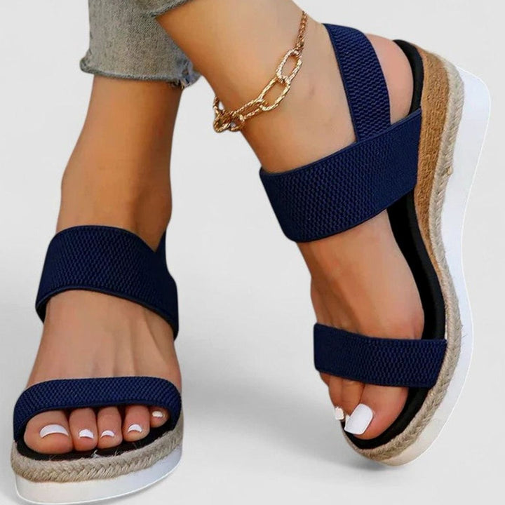 Women's Orthopedic Sandals Elastic Strap Espadrille Wedge