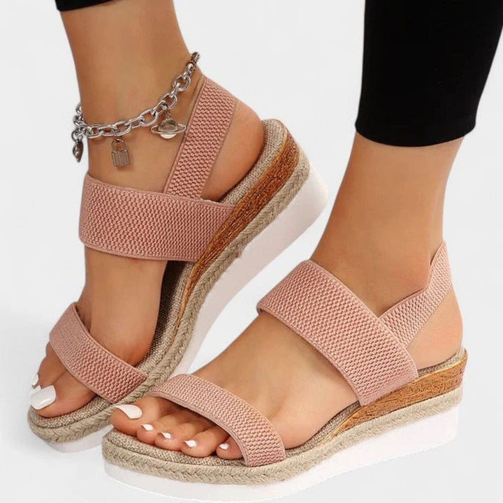 Women's Orthopedic Sandals Elastic Strap Espadrille Wedge