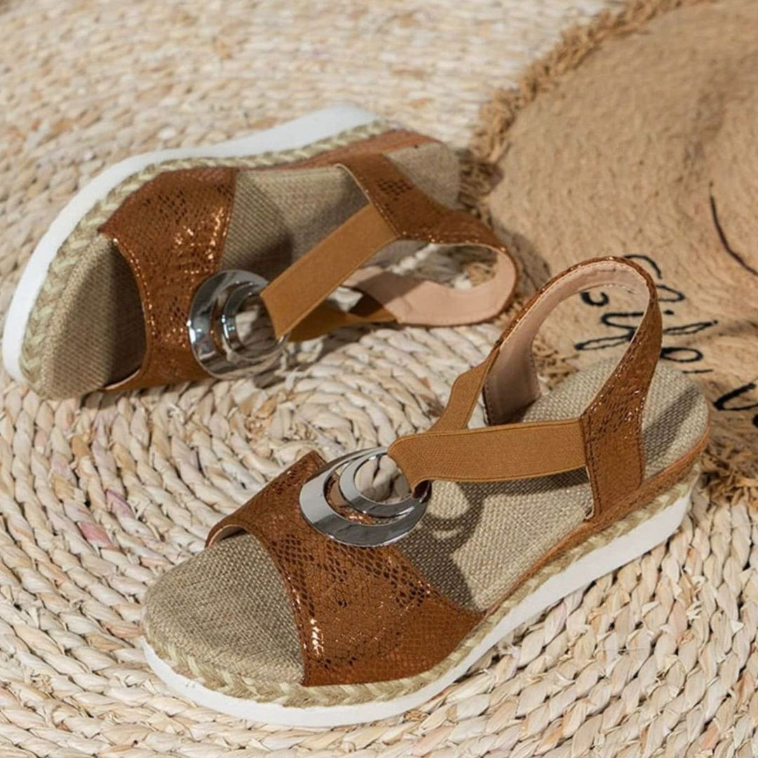 Women's Orthopedic Sandals Open-Toe Espadrille Platform Buckle Strap