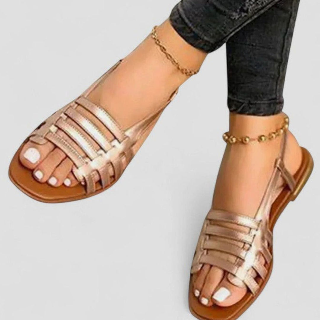 Women's Orthopedic Sandals Strappy Flat Slingback Gladiator Sandals - Gold