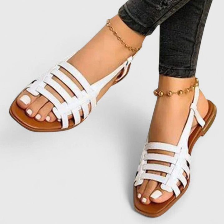 Women's Orthopedic Sandals Strappy Flat Slingback Gladiator Sandals - White