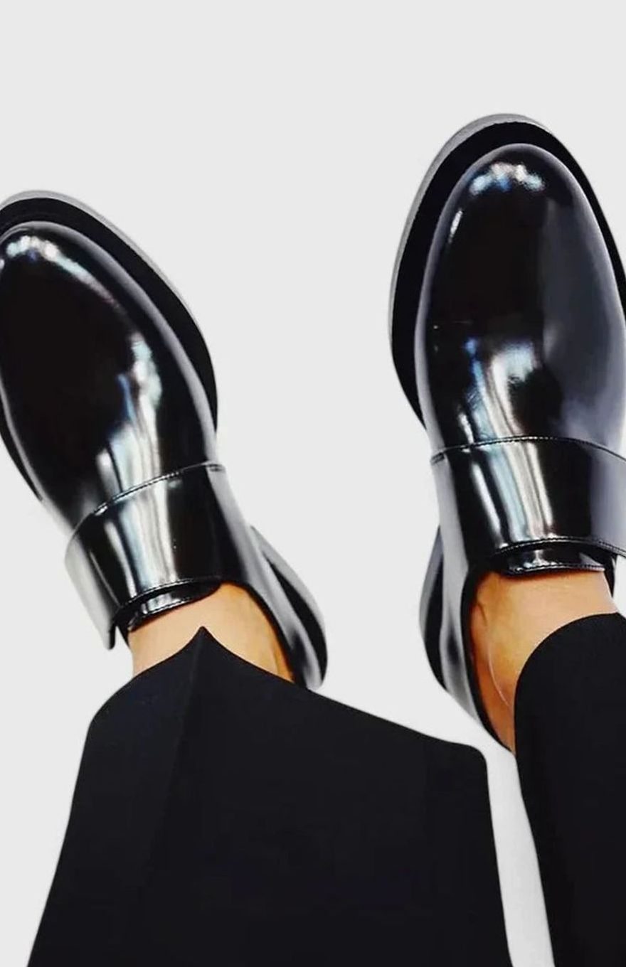 Women's Orthopedic Shoes Mirror-Finish Strap Loafers