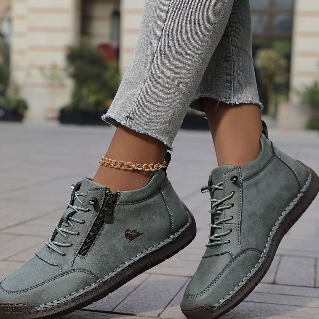 Women's Orthopedic Shoes Wide Toe Box Lace-Up Ankle Booties - Green