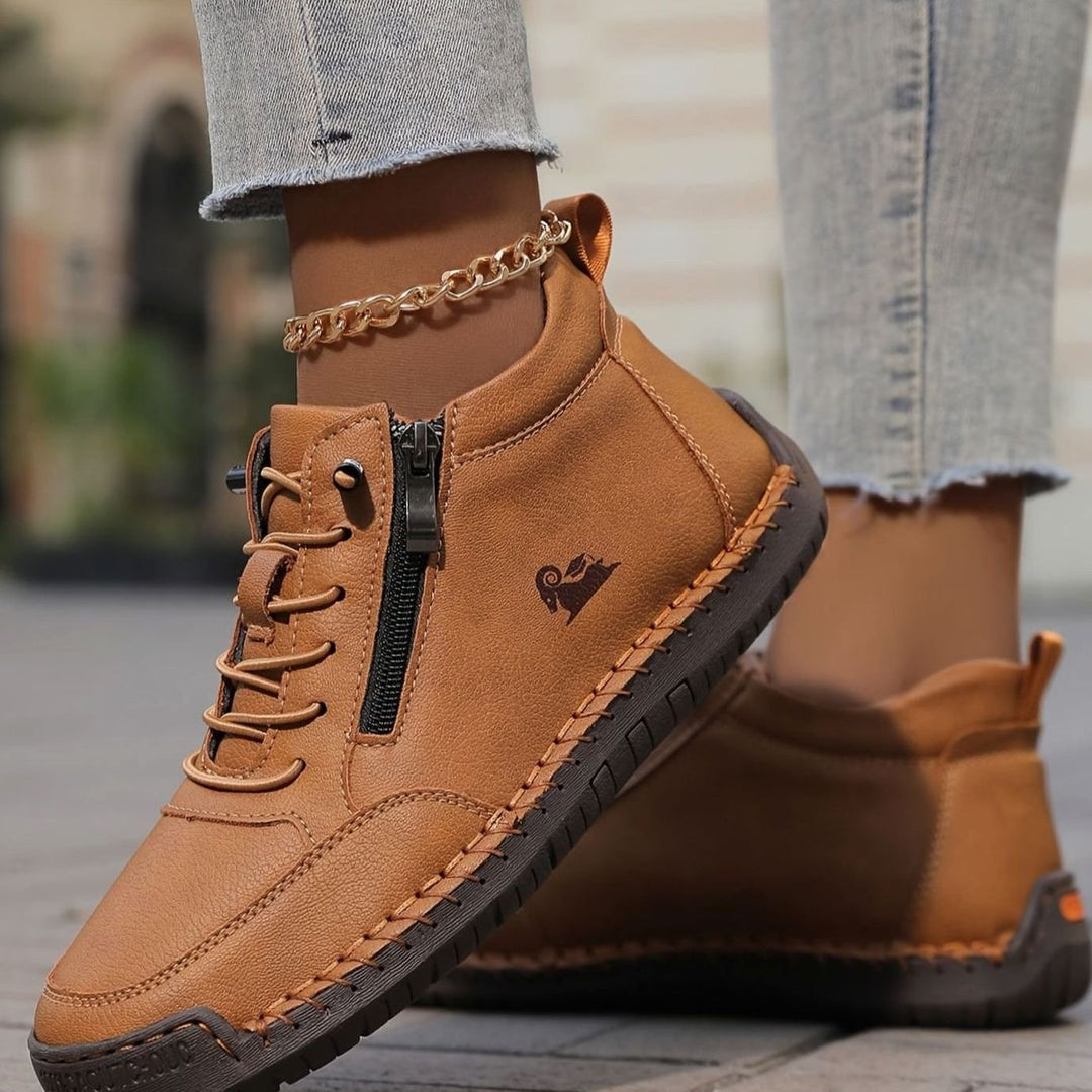 Women's Orthopedic Shoes Wide Toe Box Lace-Up Ankle Booties - Brown