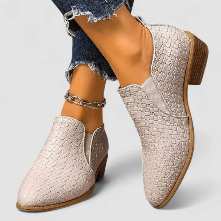 Women's Orthopedic Shoes Woven-Texture Slip-On Ankle Booties - Beige