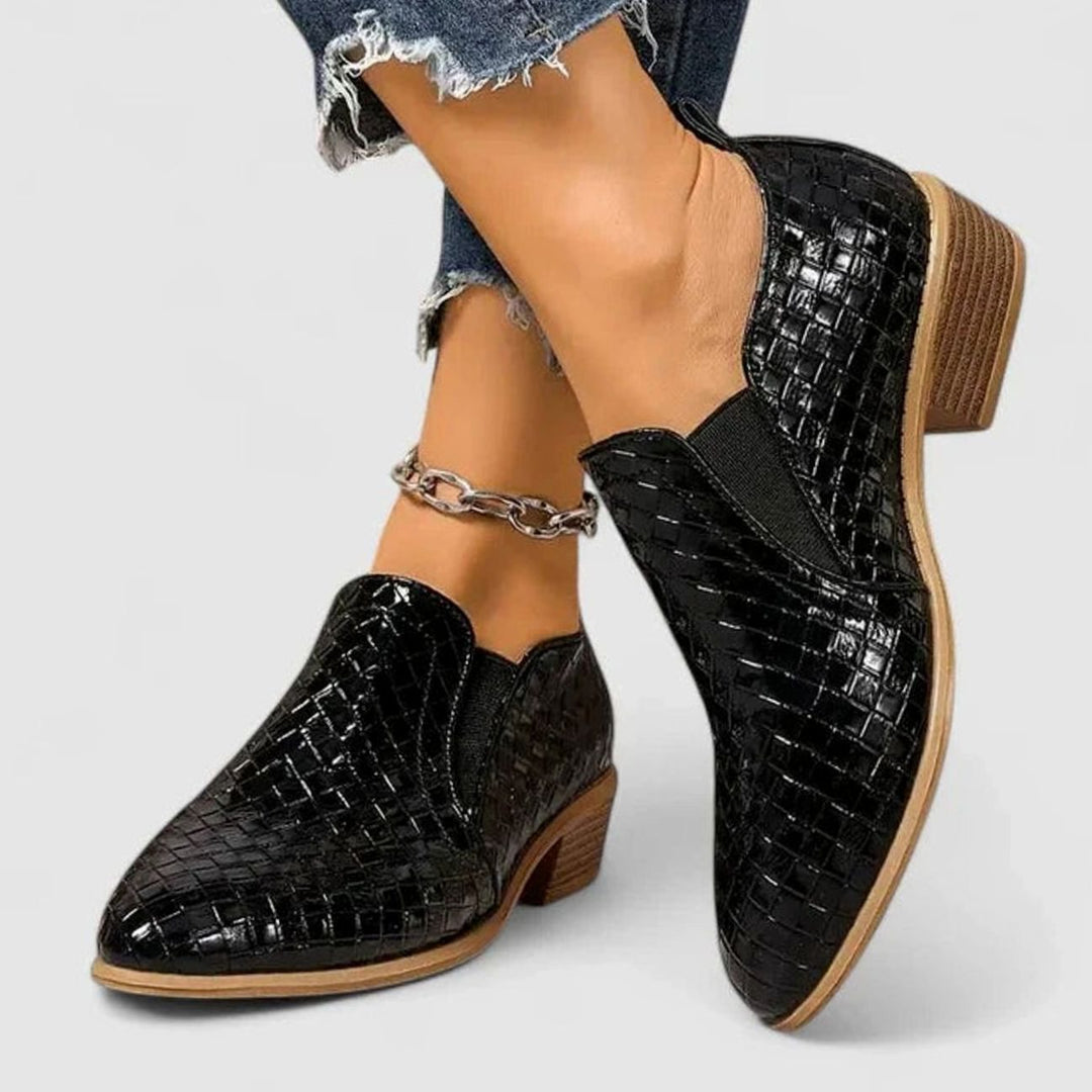 Women's Orthopedic Shoes Woven-Texture Slip-On Ankle Booties - Black
