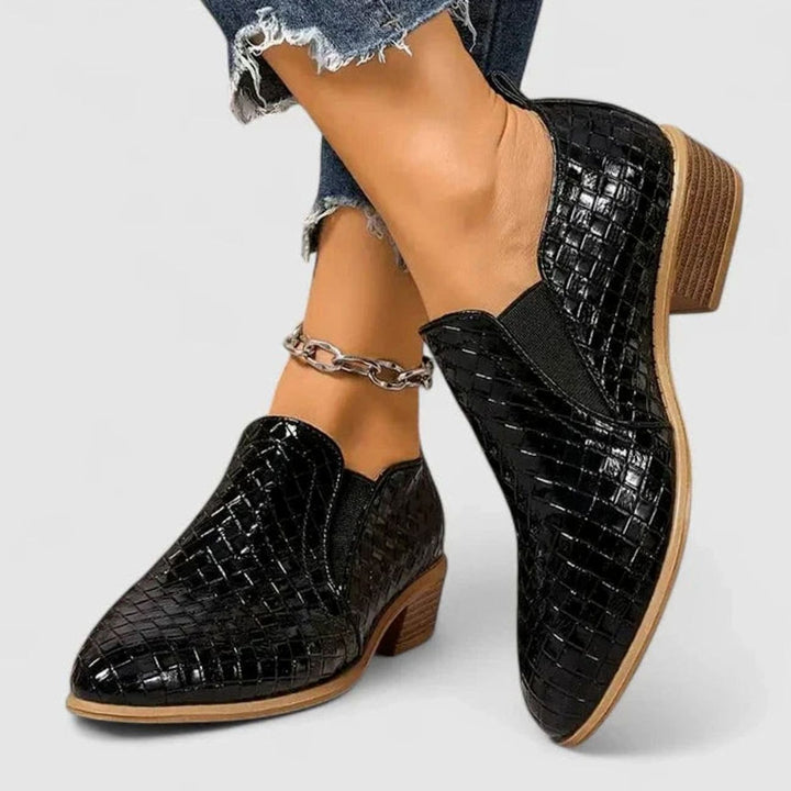 Women's Orthopedic Shoes Woven-Texture Slip-On Ankle Booties - Black