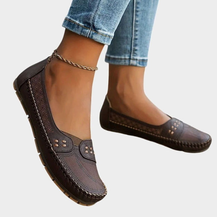 Women's Orthopedic Slip-On Breathable Lightweight Flat Loafers - Coffee