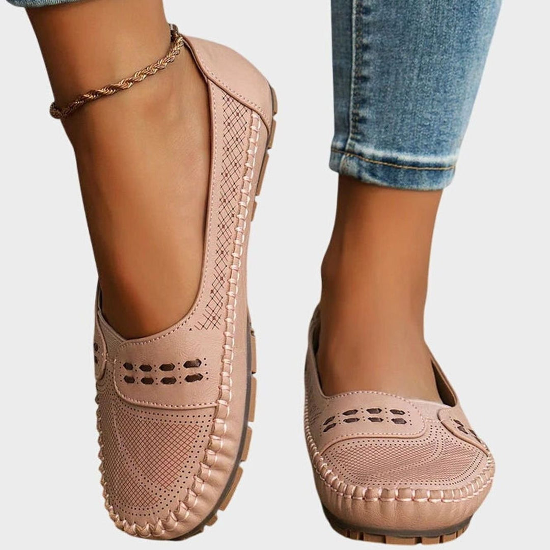 Women's Orthopedic Slip-On Breathable Lightweight Flat Loafers - Light Pink