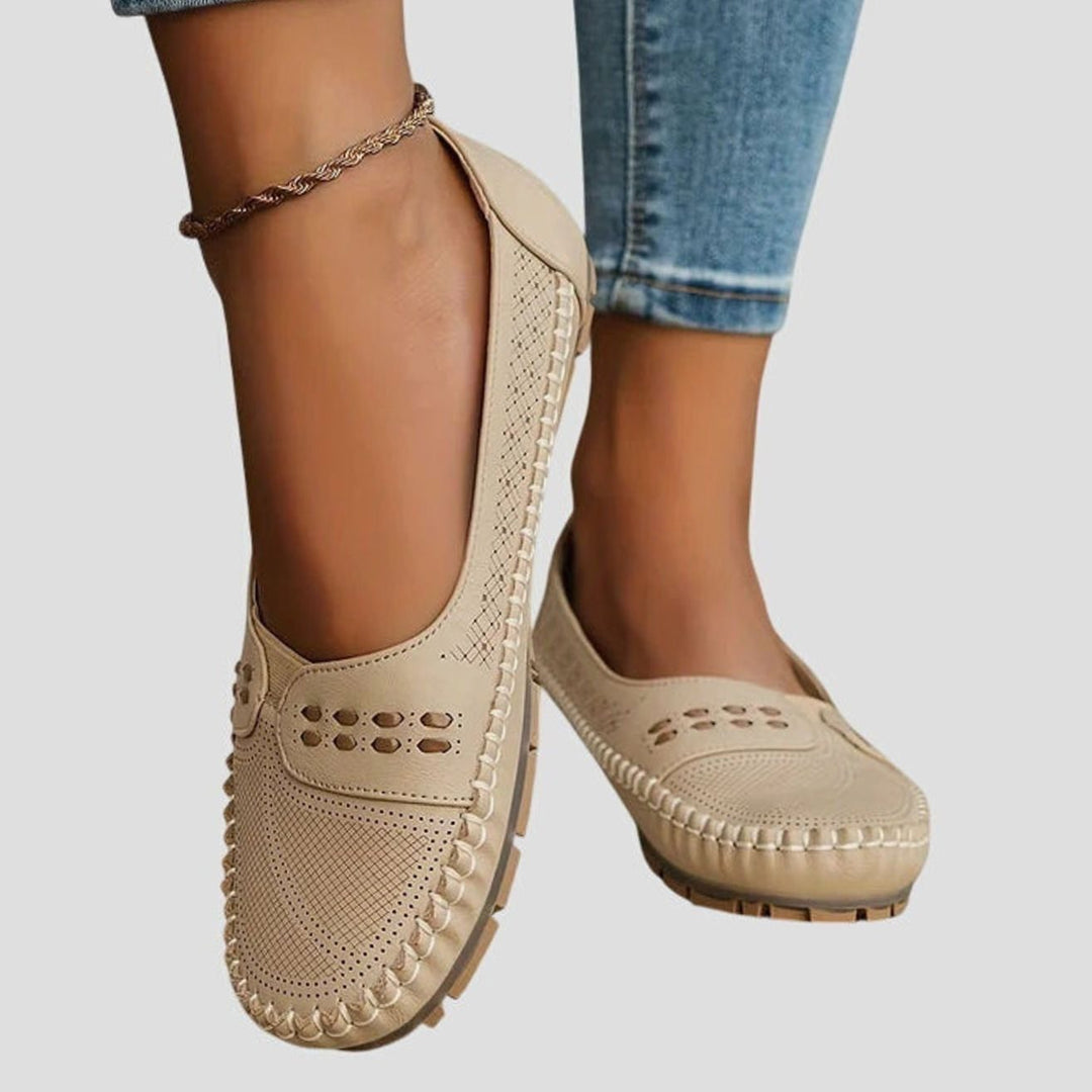 Women's Orthopedic Slip-On Breathable Lightweight Flat Loafers - Beige