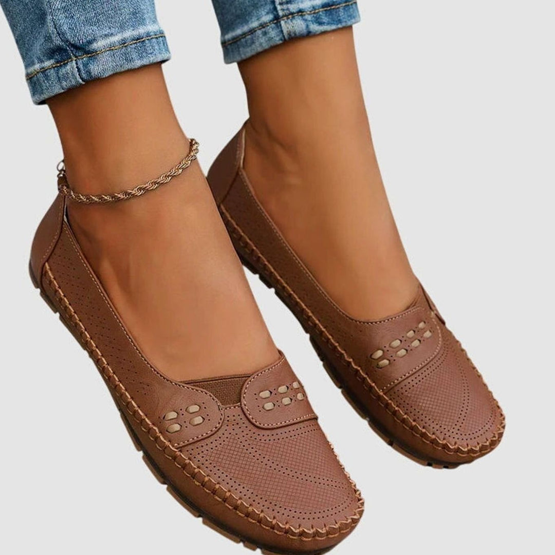 Women's Orthopedic Slip-On Breathable Lightweight Flat Loafers - Brown