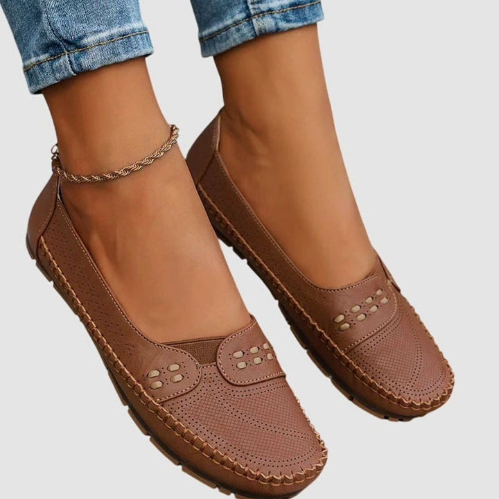 Women's Orthopedic Slip-On Breathable Lightweight Flat Loafers - Brown