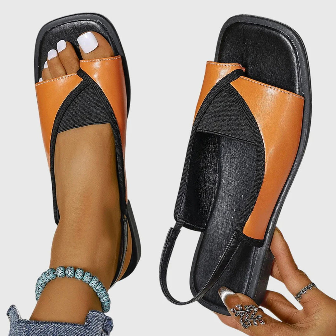 Women's Orthopedic Slip-On Flat Square-Toe Slingback Sandals - Orange