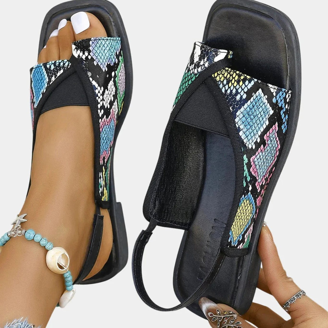 Women's Orthopedic Slip-On Flat Square-Toe Slingback Sandals - Multi Color
