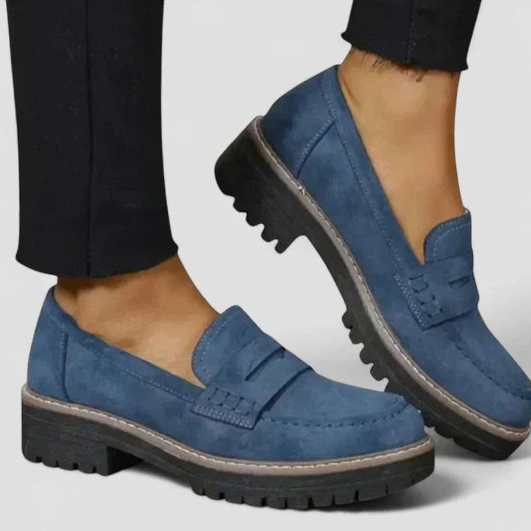 Women's Orthopedic Slip-On Penny Loafers Lug Sole - Blue