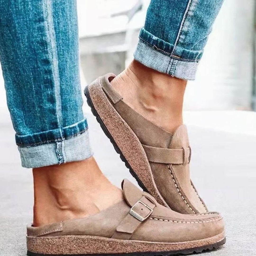 Women's Orthopedic Slip-On Suede Buckle Strap Loafers