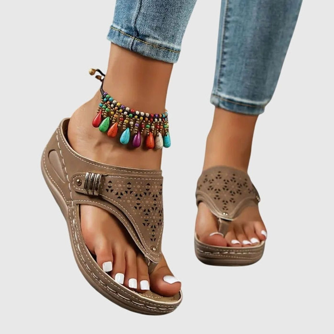 Women's Orthopedic Slip-On Wedge Sandals Arch Support Toe-Loop