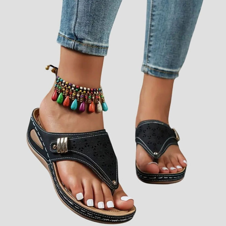 Women's Orthopedic Slip-On Wedge Sandals Arch Support Toe-Loop