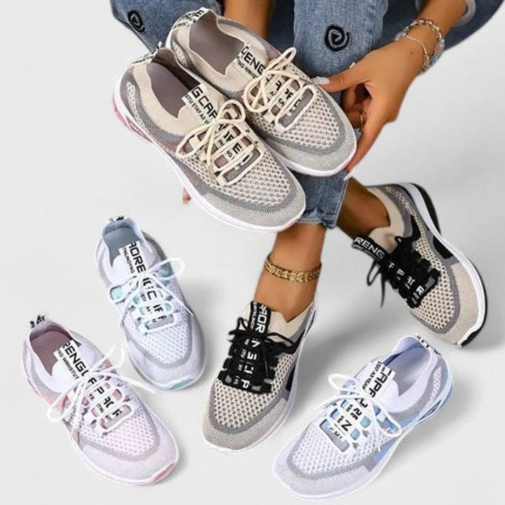 Women's Orthopedic Sneakers Breathable Mesh Lace-Up Cushioned Shoes