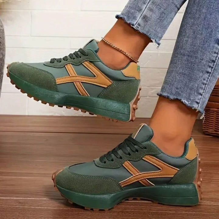 Women's Orthopedic Sneakers Lace-Up Platform Chunky Trainers - Green