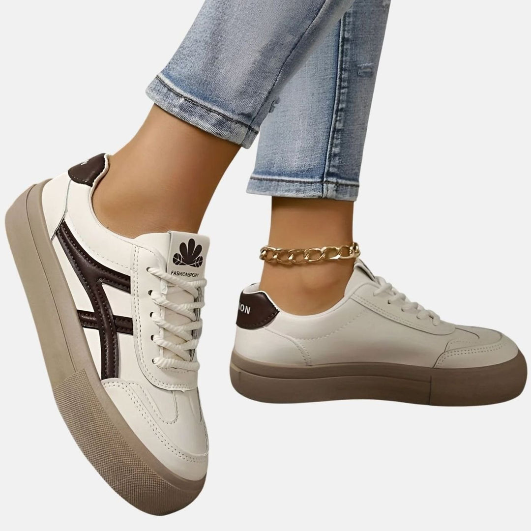 Women's Orthopedic Sneakers Wide-Heel Lace-Up Low-Top Shoes