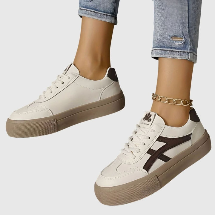 Women's Orthopedic Sneakers Wide-Heel Lace-Up Low-Top Shoes