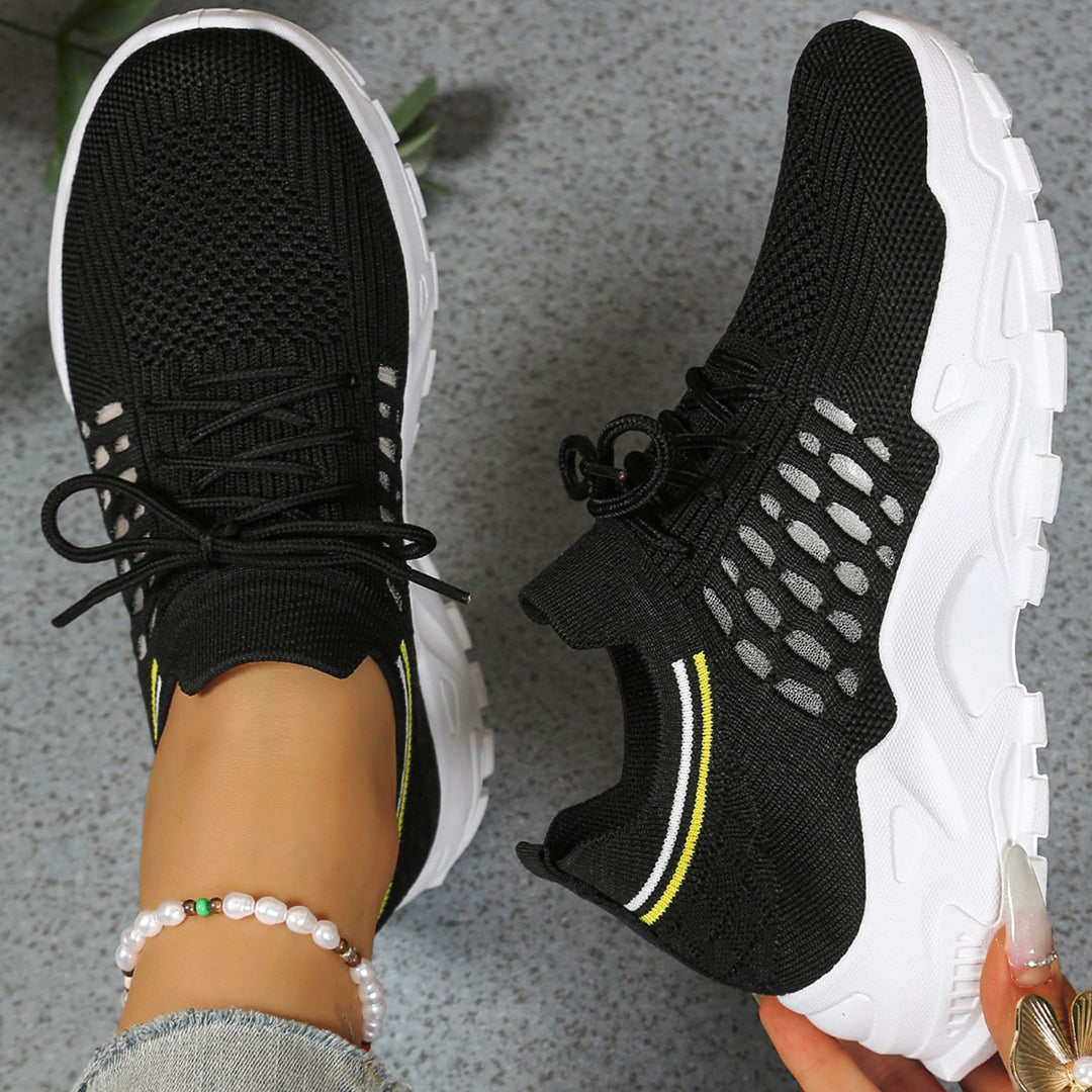 Women's Orthopedic Sneakers Wide Toe Box Arch Support Lace-Up - Black