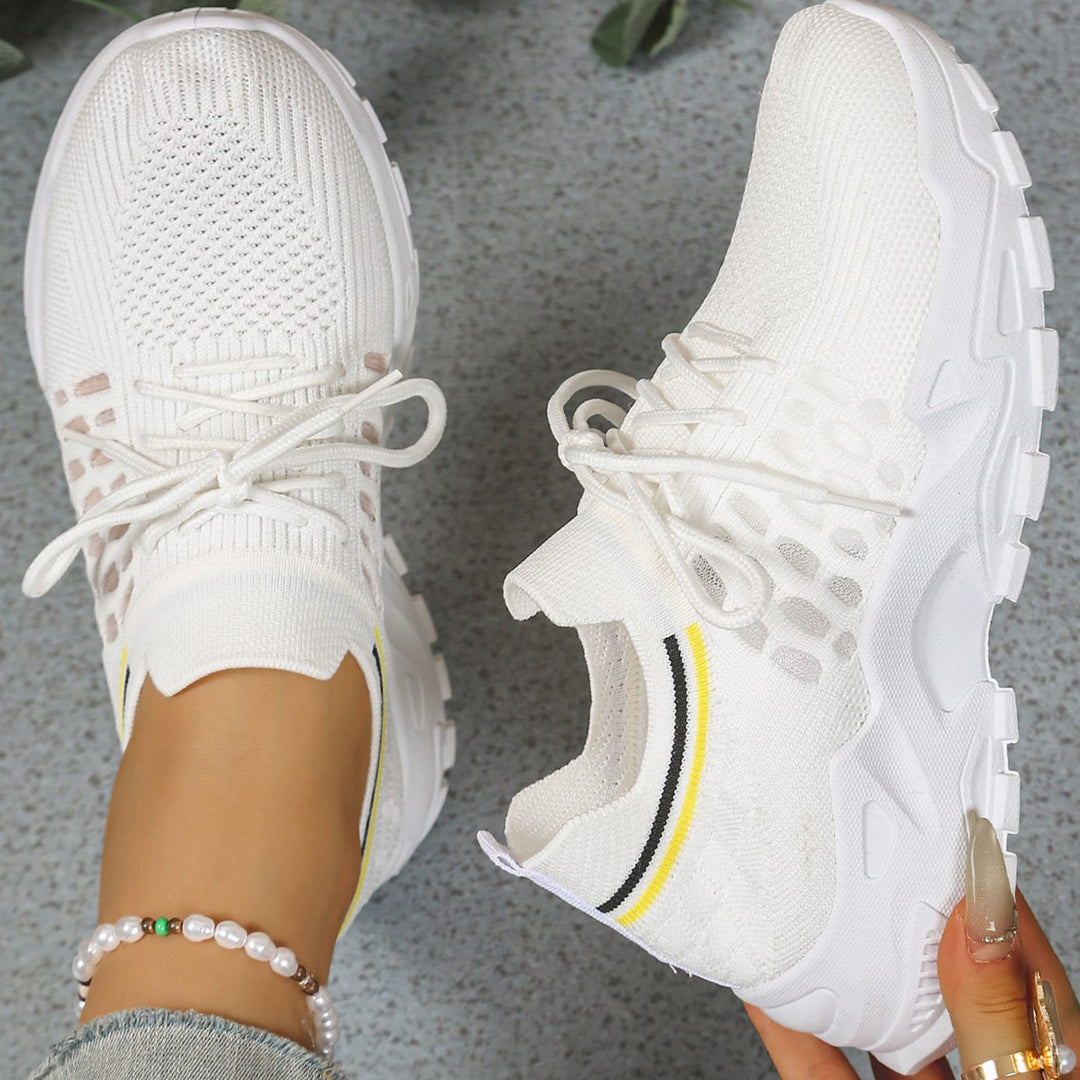 Women's Orthopedic Sneakers Wide Toe Box Arch Support Lace-Up - White