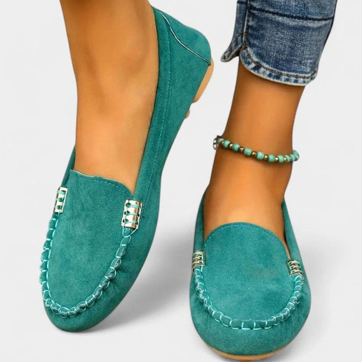 Women's Orthopedic Suede Slip-On Loafers Metal Accent Flats